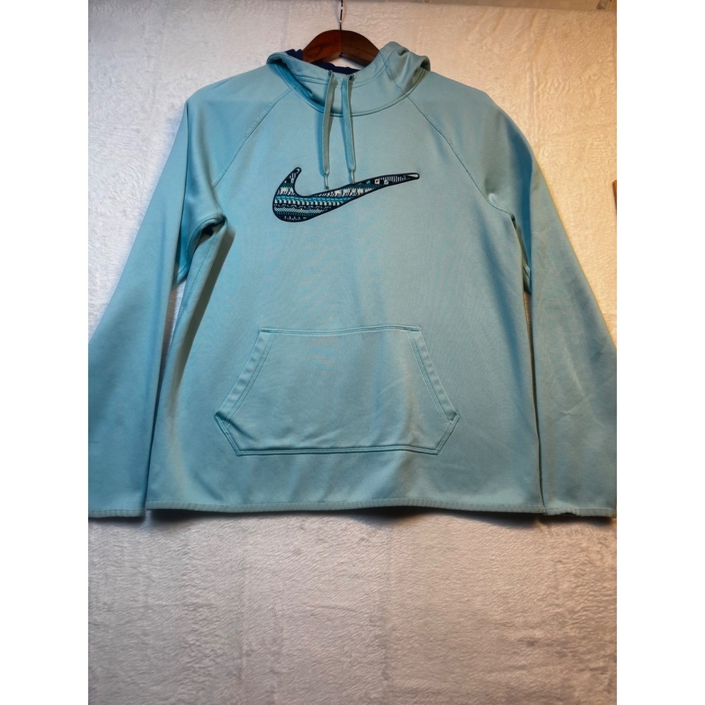 Nike Therma Dri Fit Mens Med Hoodie Large Big Pixelated Swoosh Pullover Athletic